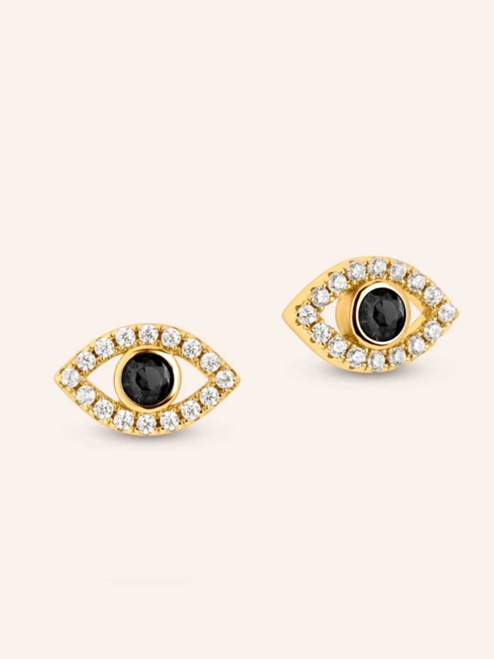 "Inner Strength" 1CTW Gold Vermeil Pave Evil Eye Stud Earrings